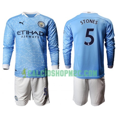 Manchester City John Stones 5 Bambino Maglia Prima 2020/2021 Manica Lunga (+ Pantaloncini)